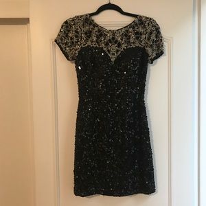 Black sequin and beaded mini dress